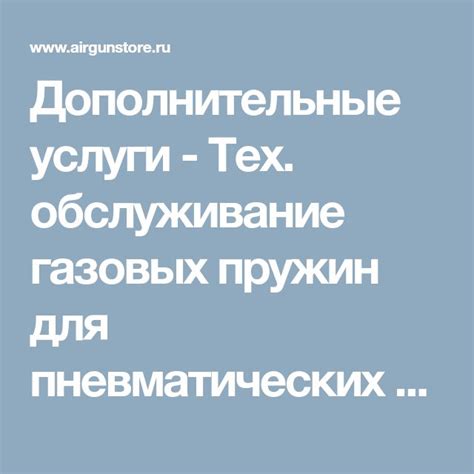 Дополнительные услуги - Тех. обслуживание газовых пружин для ...