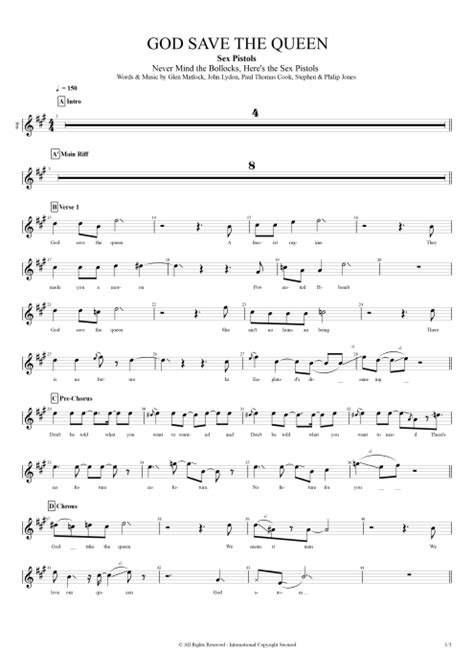 God Save The Queen Tab By Sex Pistols Guitar Pro Full Score