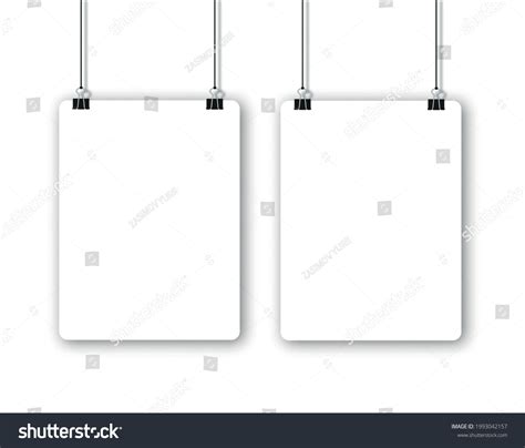 Blank Poster Hanging On Binder Clips เวกเตอร์สต็อก ปลอดค่าลิขสิทธิ์