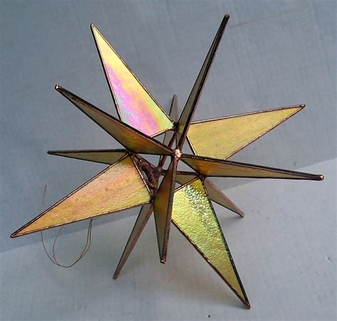 Lg Stained Glass Tree Topper Iridescent Gold Textured Glass Etsy