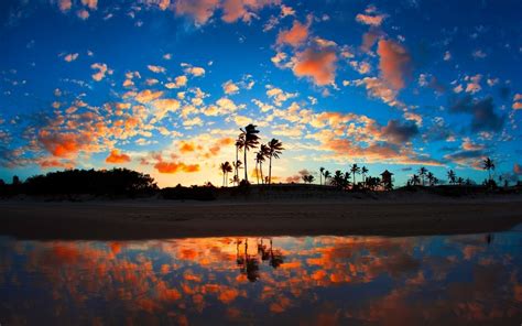 Wallpaper Sunlight Landscape Sunset Sea Nature Sand Reflection