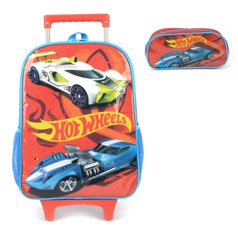 Kit Mochila Carrinho Estojo Meninos Escolar Original Hot Wheels Shopee Brasil
