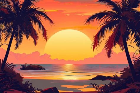 Premium Photo Natures Canvas Tropical Sunset Palette