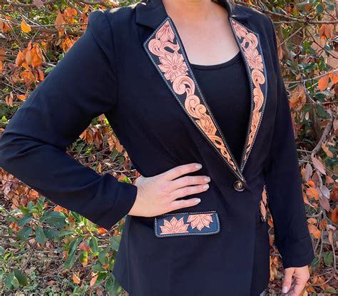 Custom Tooled Leather Blazer Lapels Etsy