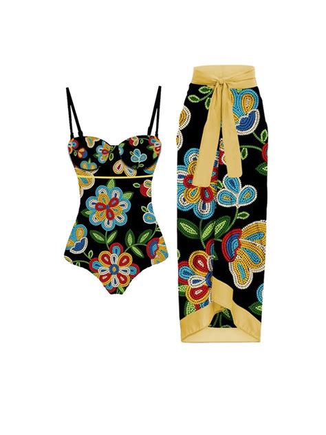 Conjunto De Bikini De Retazos Vintage Para Mujer Traje De Ba O Y Falda Sexy Delgado