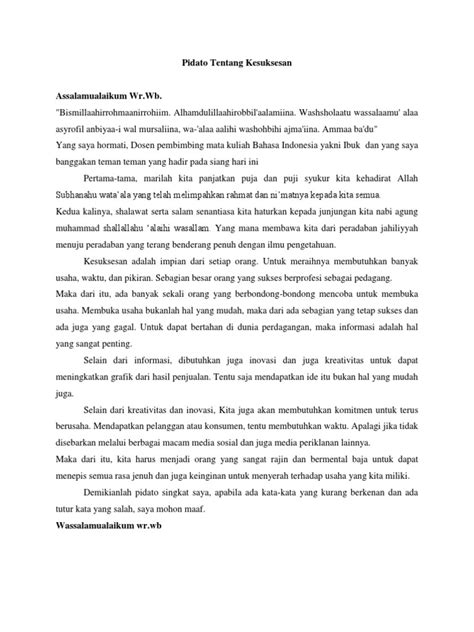 Pidato Singkat Tentang Kesuksesan Pdf