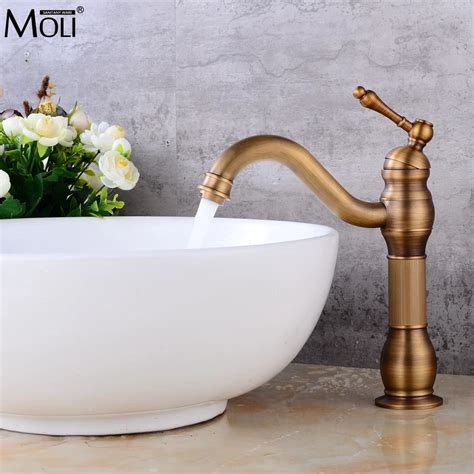 Aliexpress Buy Deck Mounted Antique Bronze Bathroom Basin Sink Mixer Tap Crane Hot And
