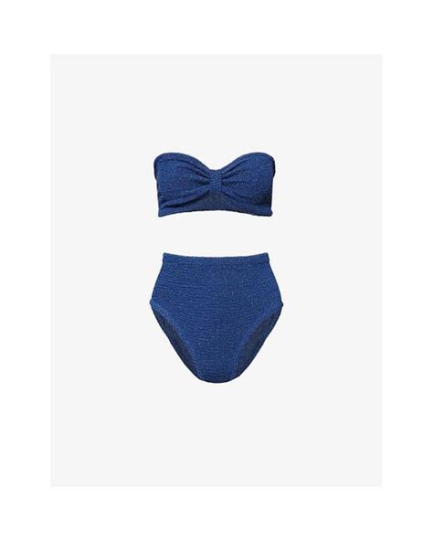 Hunza G Ruby Bandeau Crinkle Bikini Set In Blue Lyst