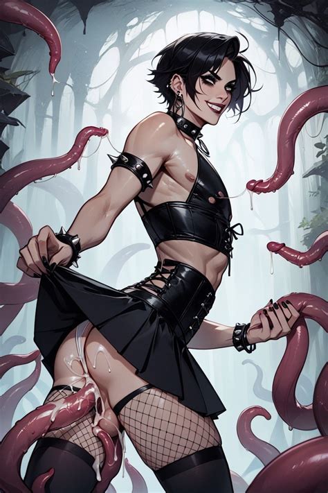 Goth Crop Top Short Length AI Gay Porn