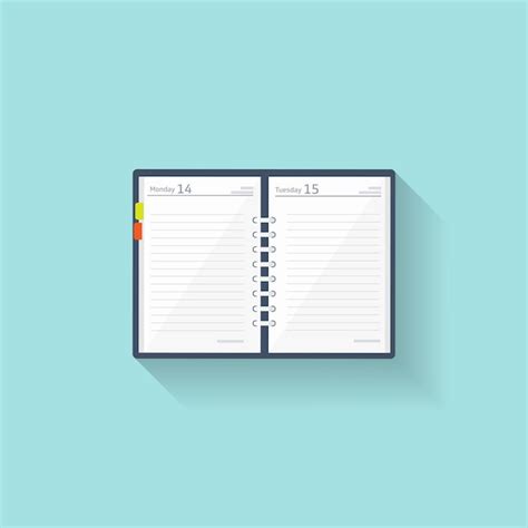 Premium Vector Notebook In A Flat Style Reminder Diary Business