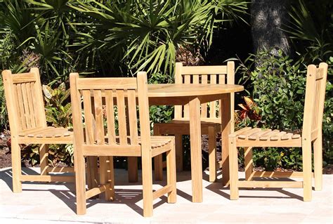 48in Round Table And 4 Java Chair Teak Set Oceanic Teak Furniture