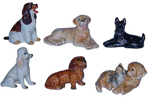 Miniature Porcelain Dog Figurines from France