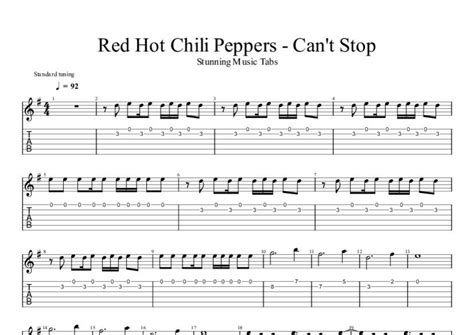 Red Hot Chili Peppers Can T Stop Tab Stunning Music Tabs