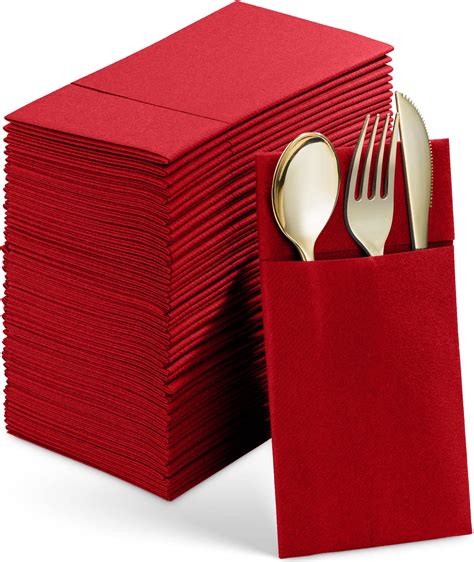 Amazon Disposable Linen Feel Dinner Napkins With Built In Flatware