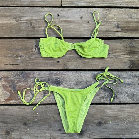 Triangl Bikini Sparkly Lime Green XS TOP XXS Depop