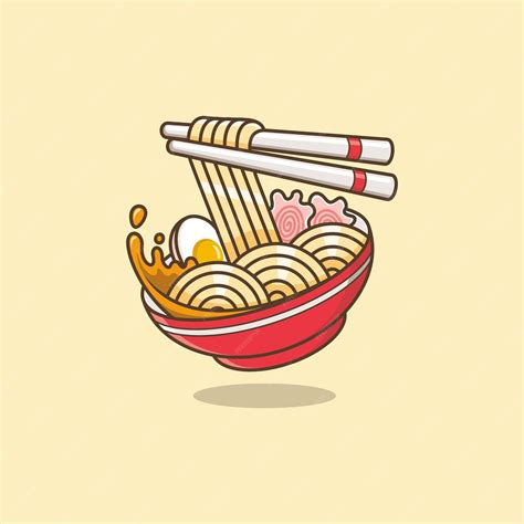 Premium Vector Cute Cartoon Ramen Noodles Food Illustration