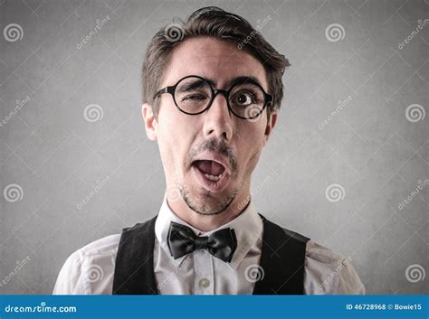 Funny man making jokes stock photo. Image of nerd, businessman - 46728968