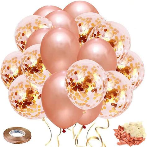 Rose Gold Confetti Balloons Kit 50pcs 12 Inches Rose Gold Party