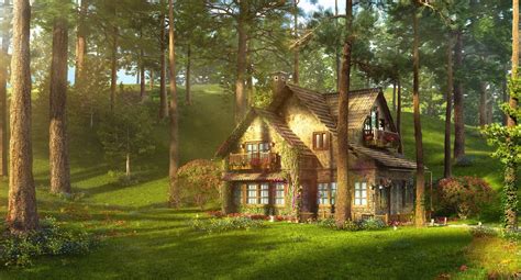 Домик в лесу обои на рабочий стол - фото и картинки abrakadabra.fun