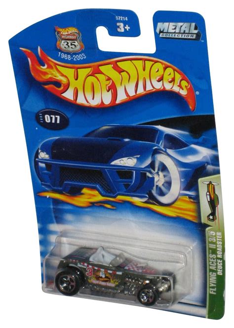 Hot Wheels Flying Aces II 3 5 2003 Silver Deuce Roadster Toy Car 077 Walmart