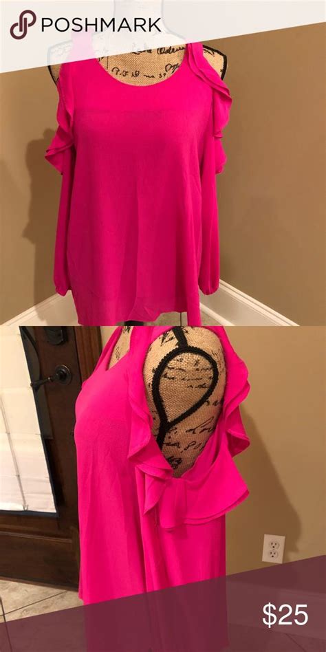 Umgee Hot Pink Cold Shoulder Long Sleeve Blouse Cold Shoulder Long