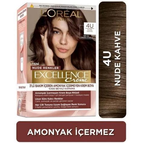 L Oreal Paris Excellence Creme Nude Renkler Saç Boyası 4U Nude Kahve Markafarma