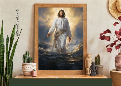 Miraculous Stride Digital Art Of Jesus Walking On Water Parable Of The