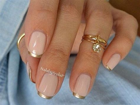 Subtle Ways To Upgrade A Nude Manicure Gold Tip Nails Manicures Designs French Manicure