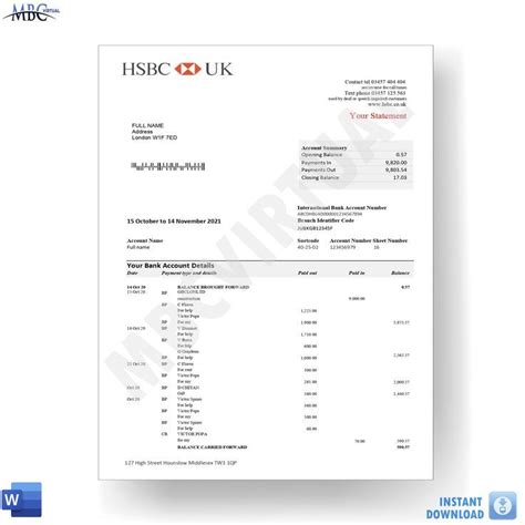 HSBC Bank Statement Template MbcVirtual Statement Template Credit