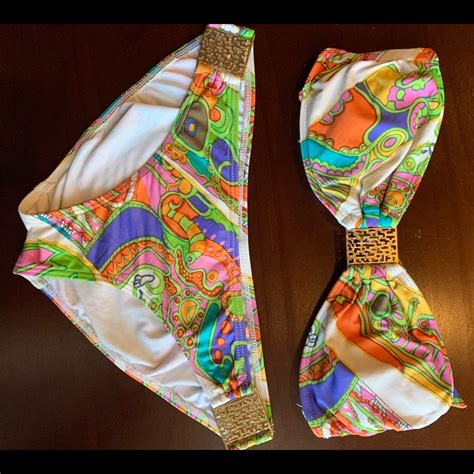 Trina Turk Strapless Bikini W Metal Details Gem