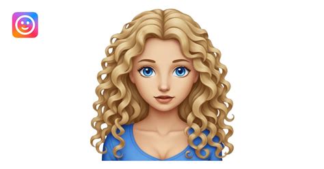 Beautiful Woman Long Curly Dirty Blonde Hair Blue Eyes Blue Eyes Emoji AI Emoji Generator