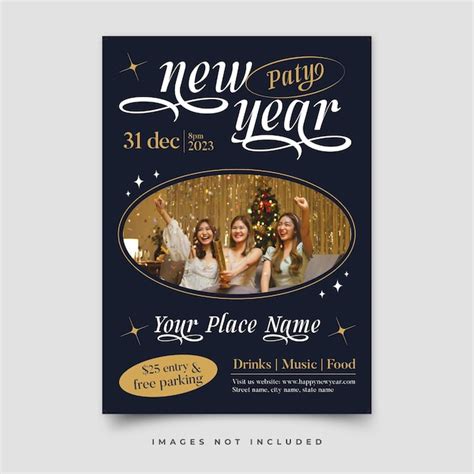 Premium Psd Happy New Year Vertical Poster Template