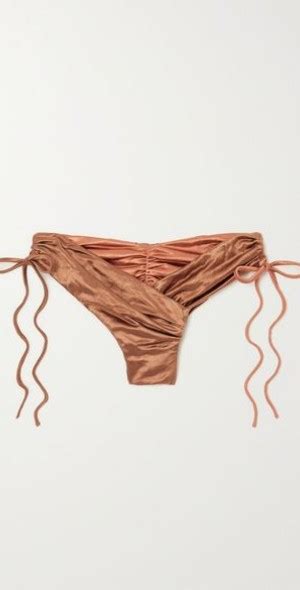ISA BOULDER Rev Ruched Stretch Satin Bikini Briefs