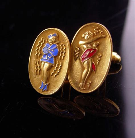 Rare Erotic PINUP Cufflinks Vintage Ww Set Nude Gem