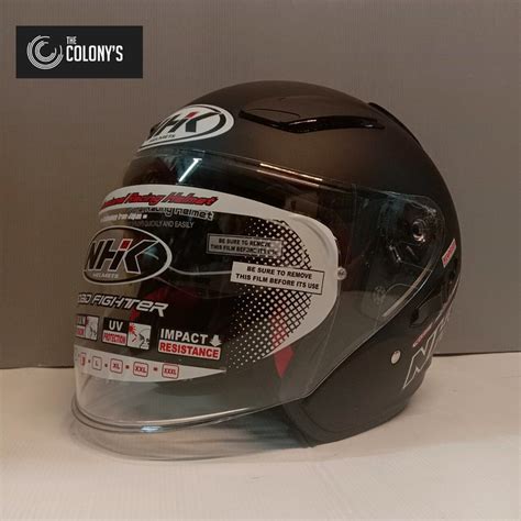 Jual Helm Nhk R Solid Black Dop Double Visor Half Face Helm Nhk R