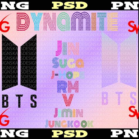 Bts Dynamite Sublimation Psd File Five Clipart Pack With All Member