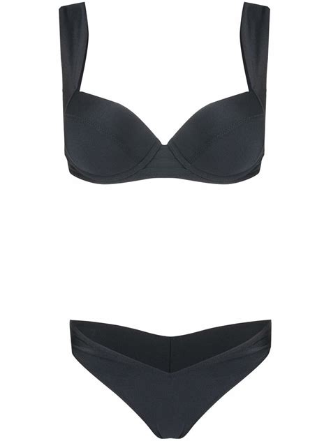 Noire Swimwear Underwired Lurex Bikini Set Black FARFETCH
