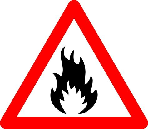 Fire Sign Warning Sign Flammable Substances Red Triangle Sign With