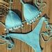 Crochet Bikini Set In Aqua Blue Light Turquoise With Seashells Can Be Made In Any Color Etsy