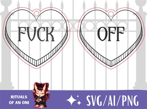Fuck Off Heart Earrings Svg Laser Cut File Earring Svg File Dark Humor Svg Laser Ready File