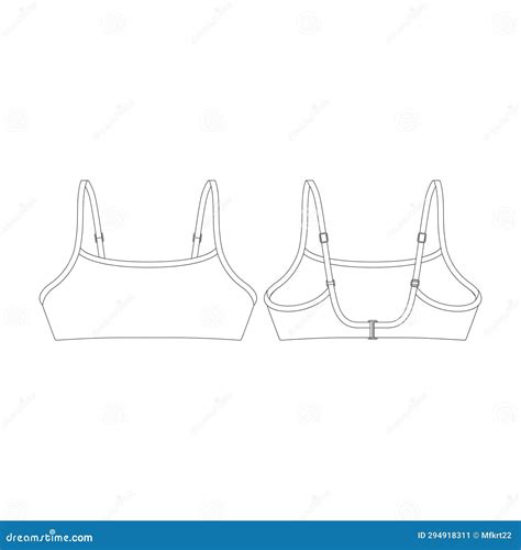 Template Scoop Bikini Top Vector Flat Design Outline Clothing