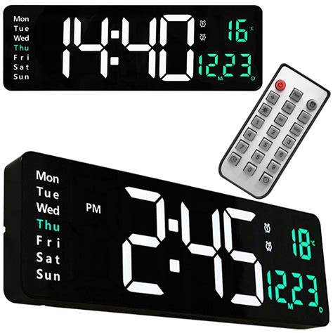 ZEGAR ELEKTRONICZNY CYFROWY LED ŚCIENNY DUŻY PILOT 10 POZIOMÓW JASNOŚCI ...