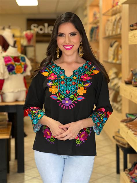 Mexican Floral Embroidered Blouse Size S 3x Colorful Floral Mexican