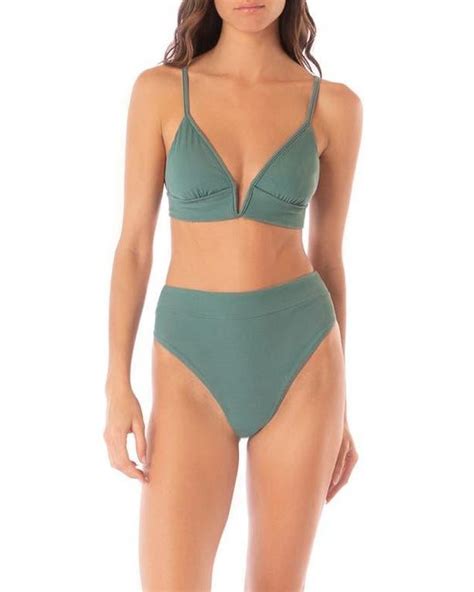 Maaji Eucalyptus Parade Reversible Triangle Bikini Top In Green Lyst