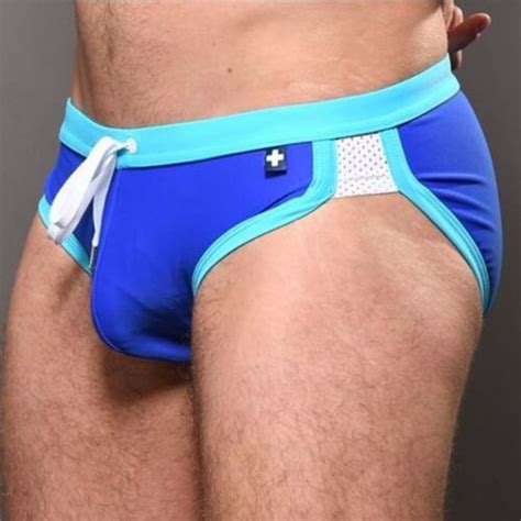 New Men S Sexy Andrew Christian Retro Blue Bikini Swim Brief W Pouch Gay EBay