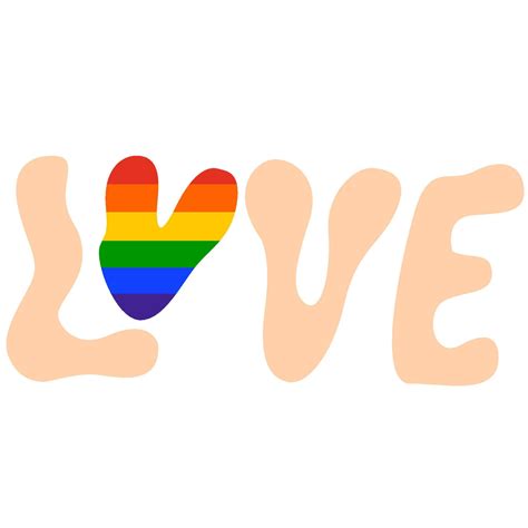 Hand Draw Love With Rainbow Heart LGBT Rainbow Flag Colors Gay Pride Pride Month