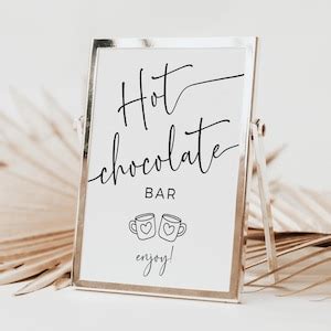 Hot Chocolate Bar Sign Hot Cocoa Bar Sign Minimal Baby Shower Decor