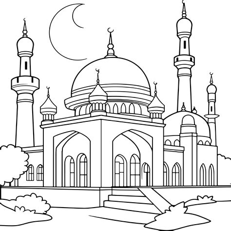 Mosque Coloring Book Islamic Coloring Pages For Muslim For Boys