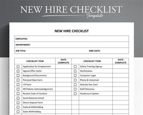 New Hire Checklist Employee Onboarding Checklist Bogiolo