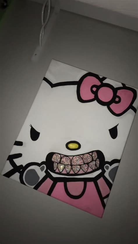 Thug Kitty🤑 Mini Canvas Art Hello Kitty Wallpaper Hello Kitty